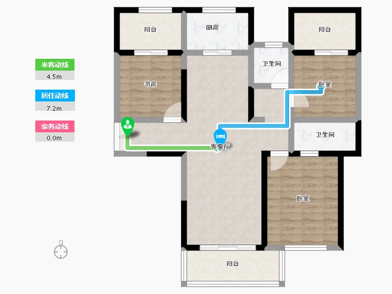 湖南省-常德市-曙光·锦城-90.24-户型库-动静线