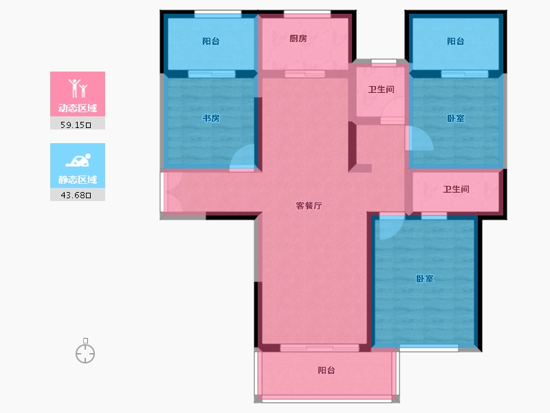 湖南省-常德市-曙光·锦城-90.24-户型库-动静分区