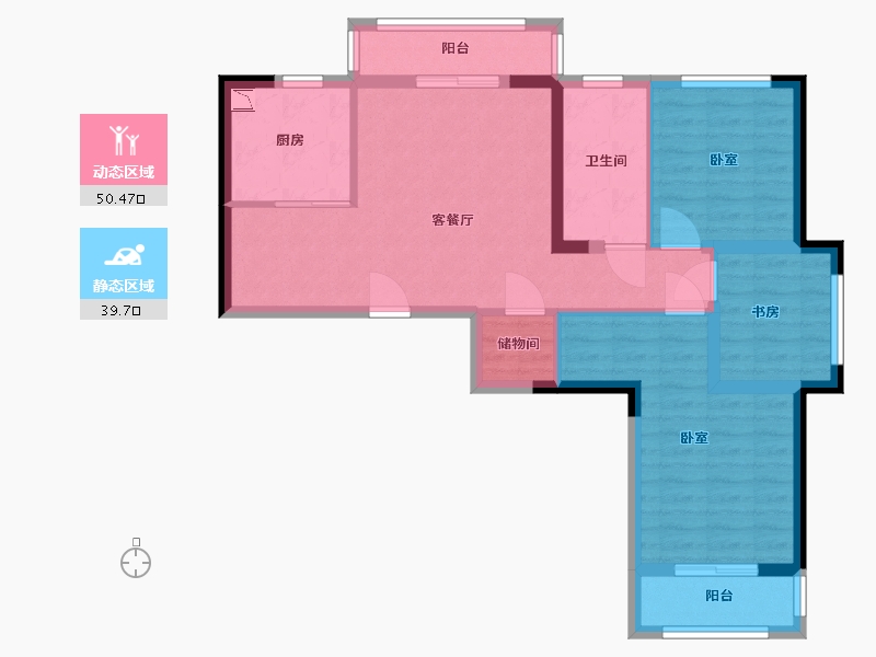 湖北省-武汉市-美联德玛假日三期德玛风情-79.66-户型库-动静分区