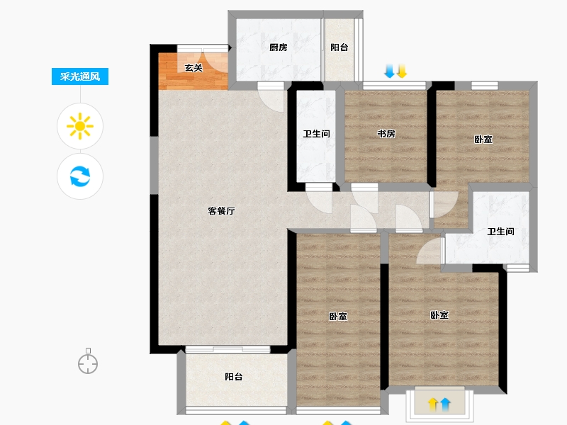 湖南省-岳阳市-友阿悦玺-98.01-户型库-采光通风