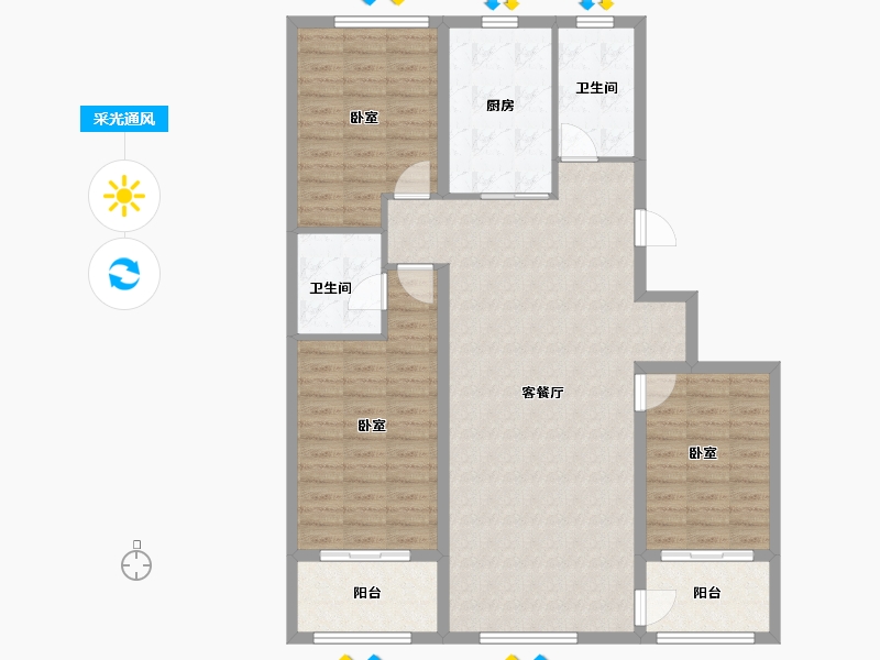 山东省-潍坊市-恒信书香门第-114.70-户型库-采光通风