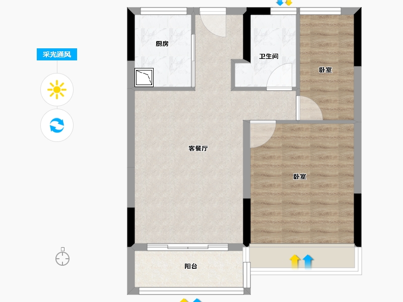 广东省-广州市-万科桃源里-62.00-户型库-采光通风