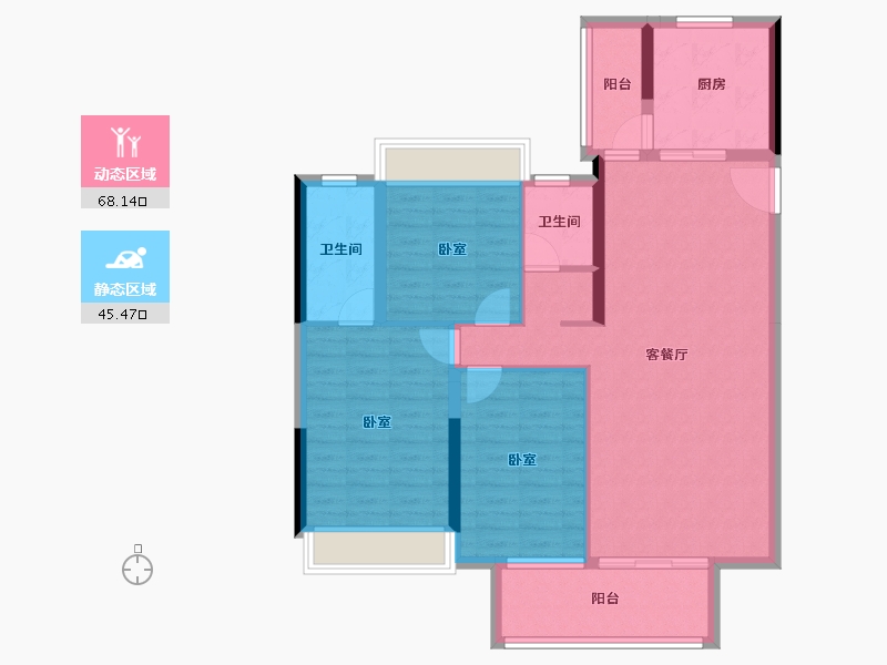 湖北省-孝感市-汉川帝景领秀城-102.32-户型库-动静分区