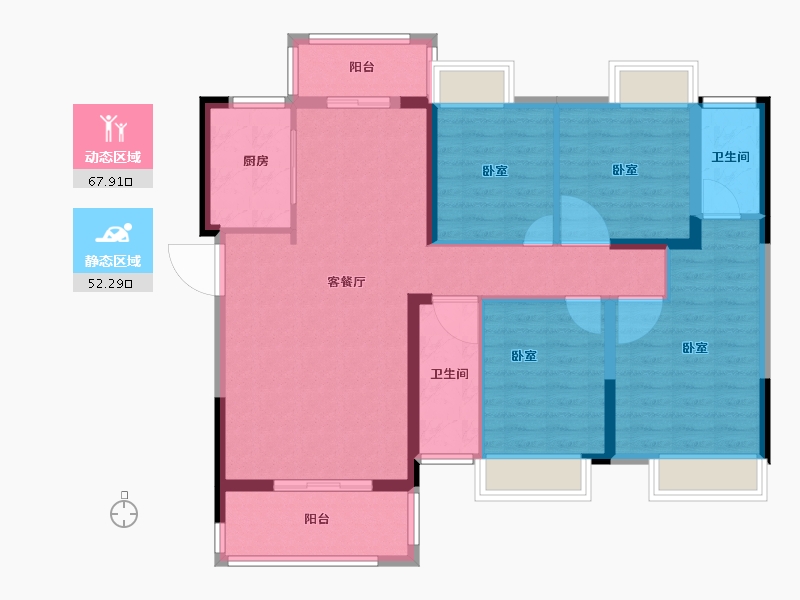 湖北省-咸宁市-三胜·御府-108.00-户型库-动静分区