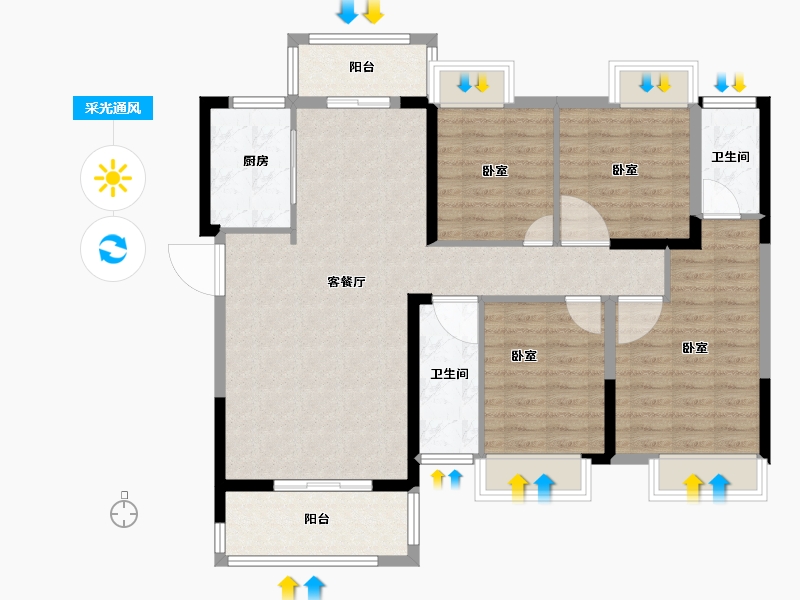 湖北省-咸宁市-三胜·御府-108.00-户型库-采光通风