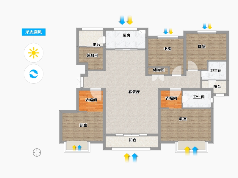 河南省-郑州市-兰馨桂府-126.01-户型库-采光通风