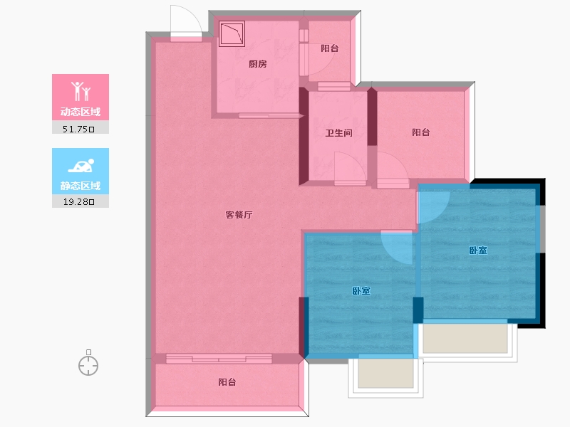 广东省-惠州市-福晟钱隆樽品-62.57-户型库-动静分区