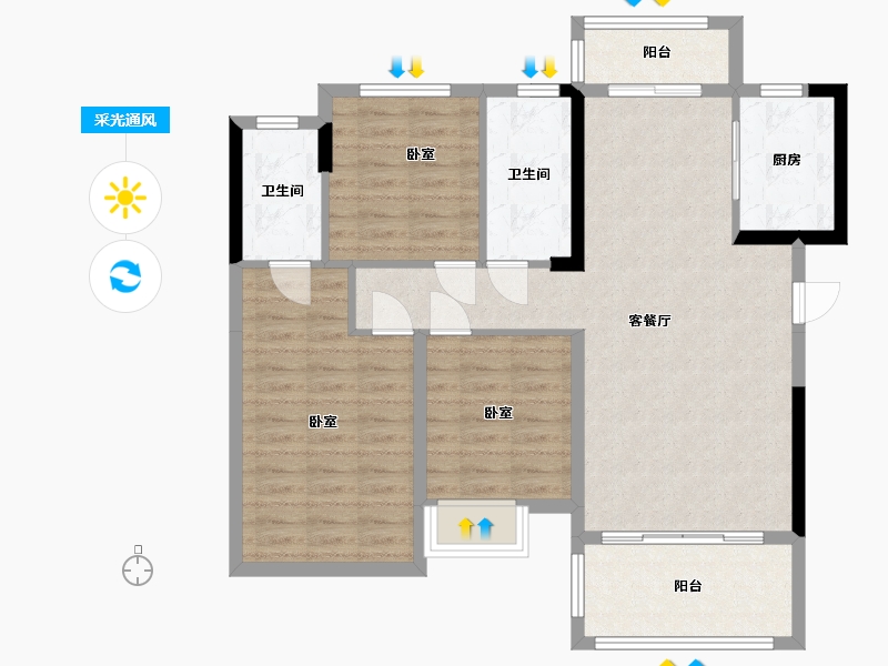 湖南省-湘潭市-九华金水湾-94.14-户型库-采光通风