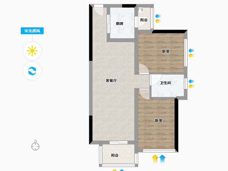 广东省-佛山市-金地珑悦-60.89-户型库-采光通风