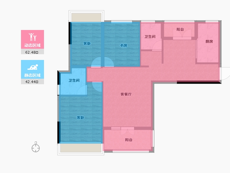 湖北省-天门市-鑫龙·中央公园-94.05-户型库-动静分区