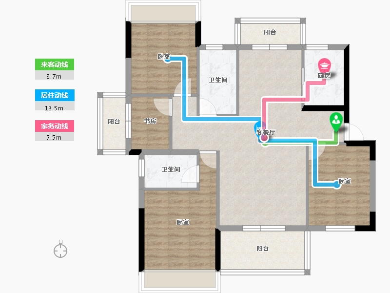 湖北省-咸宁市-鹏成·翰林府-99.32-户型库-动静线