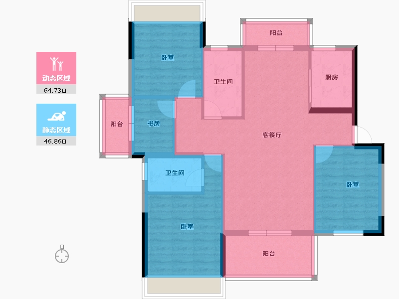 湖北省-咸宁市-鹏成·翰林府-99.32-户型库-动静分区