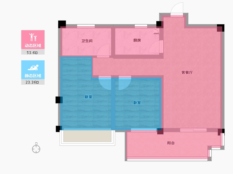 湖北省-黄冈市-鸿路橘子洲-67.53-户型库-动静分区