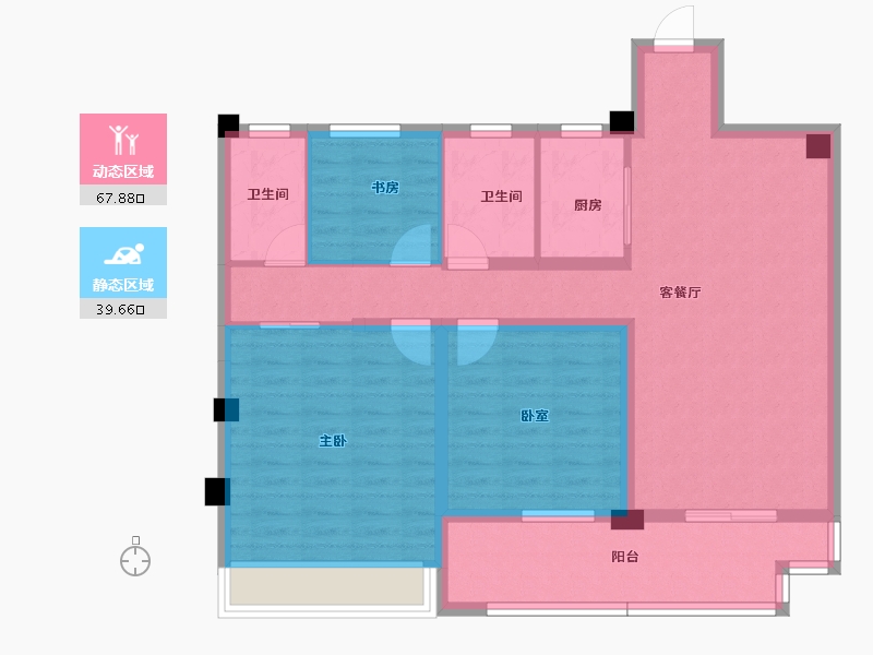 湖北省-黄冈市-鸿路橘子洲-95.78-户型库-动静分区