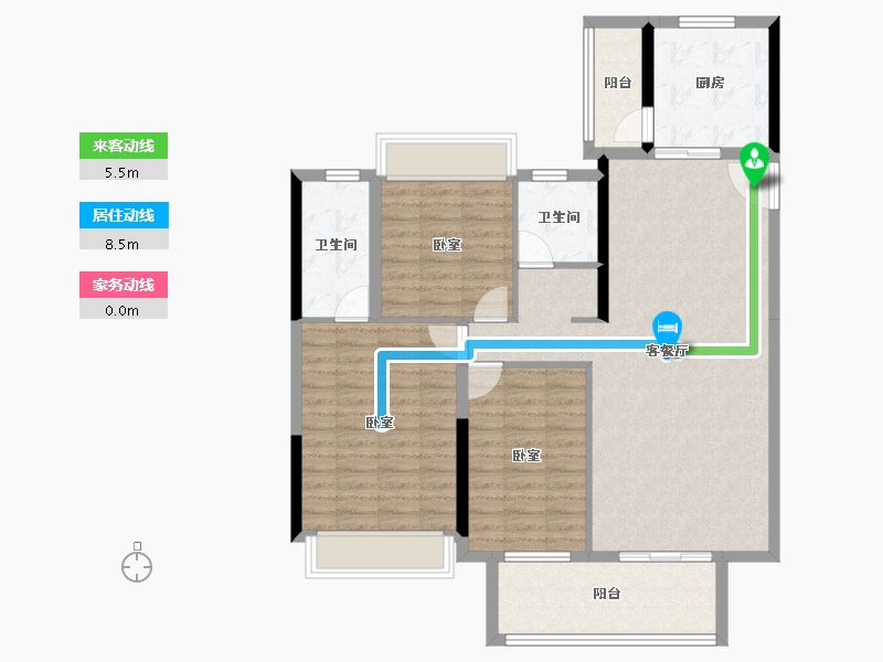 湖北省-孝感市-汉川帝景领秀城-105.99-户型库-动静线