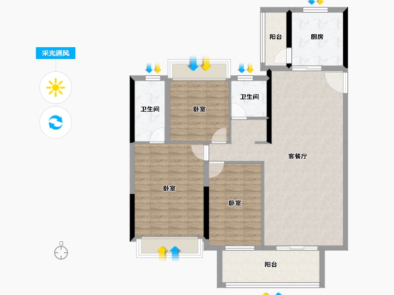 湖北省-孝感市-汉川帝景领秀城-105.99-户型库-采光通风