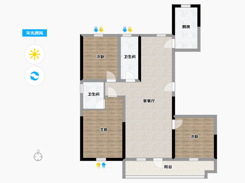 山东省-临沂市-青啤龍悦湾-114.00-户型库-采光通风