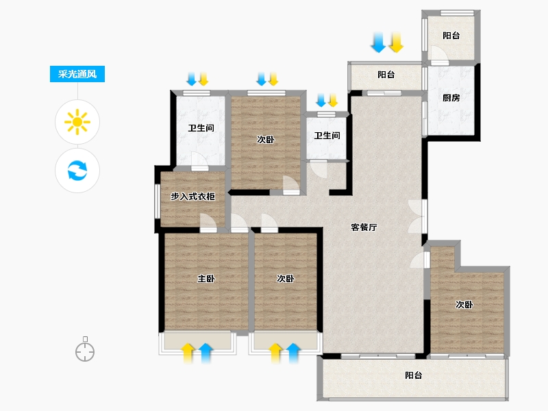 安徽省-蚌埠市-百晟澜溪小镇-153.24-户型库-采光通风