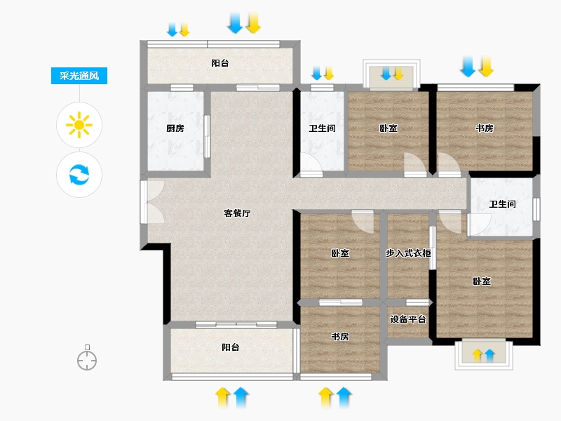 湖南省-岳阳市-友阿悦玺-118.62-户型库-采光通风