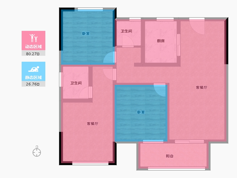 湖北省-孝感市-汉川帝景领秀城-94.70-户型库-动静分区