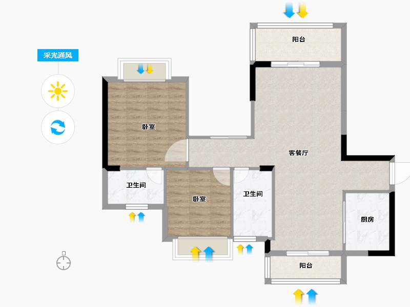 广东省-江门市-沃华·时代广场-86.00-户型库-采光通风