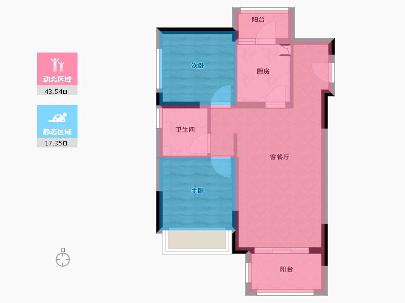 重庆-重庆市-瀚学融府-53.60-户型库-动静分区