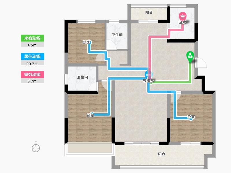 湖北省-咸宁市-山水一品-104.96-户型库-动静线