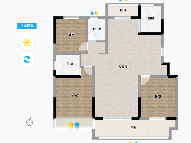 湖北省-咸宁市-山水一品-104.96-户型库-采光通风