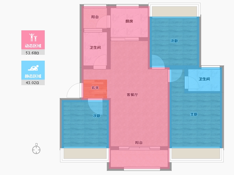 安徽省-宿州市-华纳橡树湾-86.00-户型库-动静分区