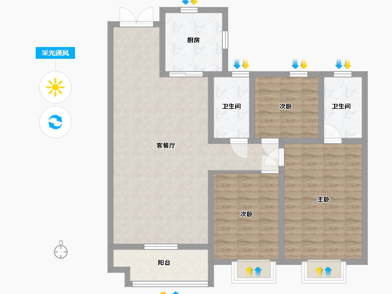 山东省-临沂市-泓尚华府-103.00-户型库-采光通风