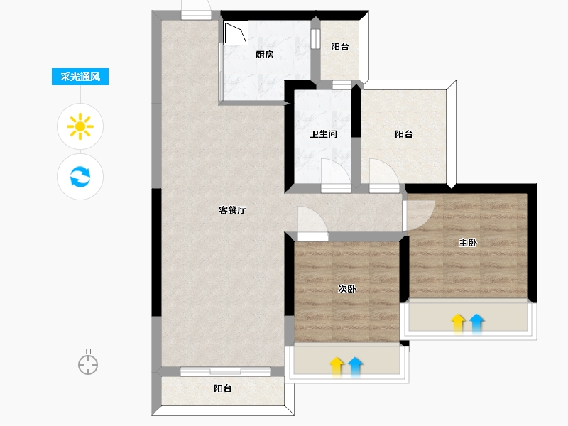 广东省-惠州市-龙光玖龙湾-62.82-户型库-采光通风