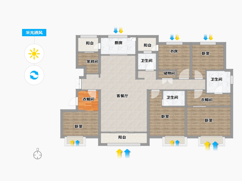 河南省-郑州市-兰馨桂府-151.41-户型库-采光通风