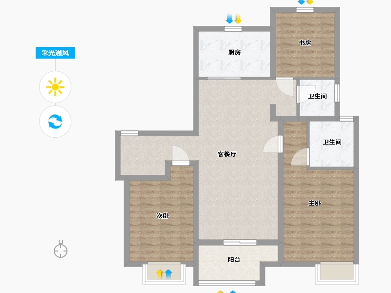 山东省-临沂市-鲁商万科新都会-100.00-户型库-采光通风