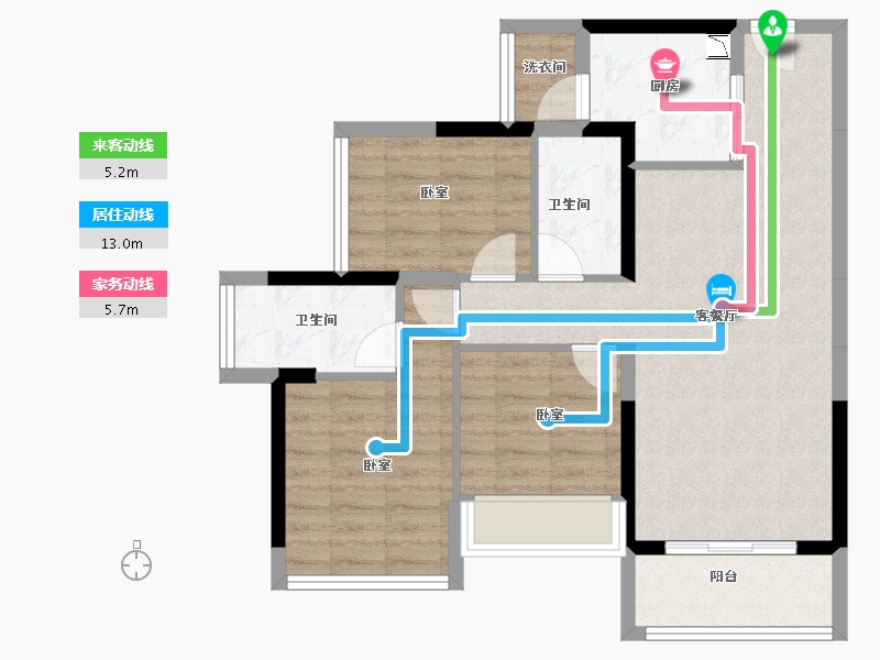 广东省-佛山市-龙光玖龙湖-75.78-户型库-动静线