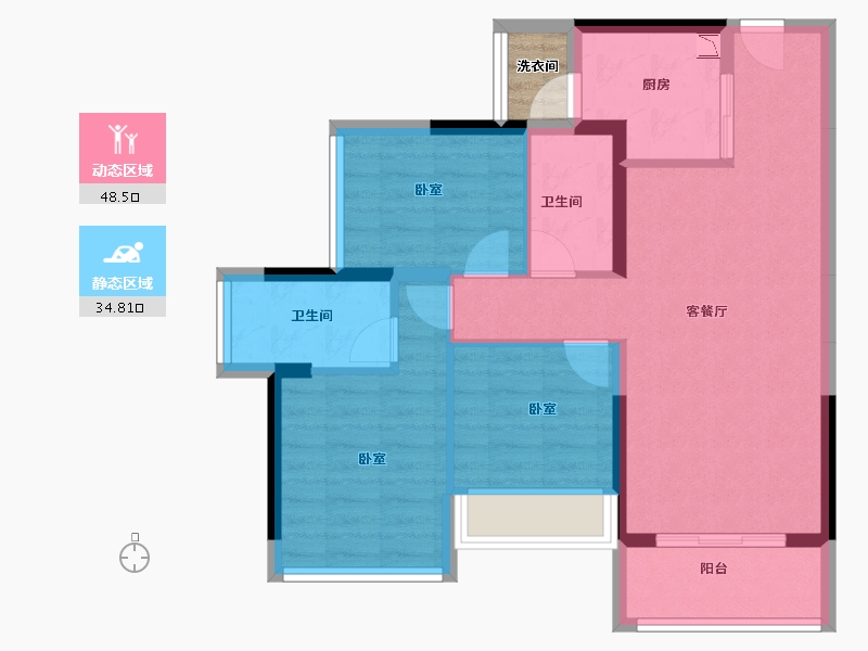 广东省-佛山市-龙光玖龙湖-75.78-户型库-动静分区