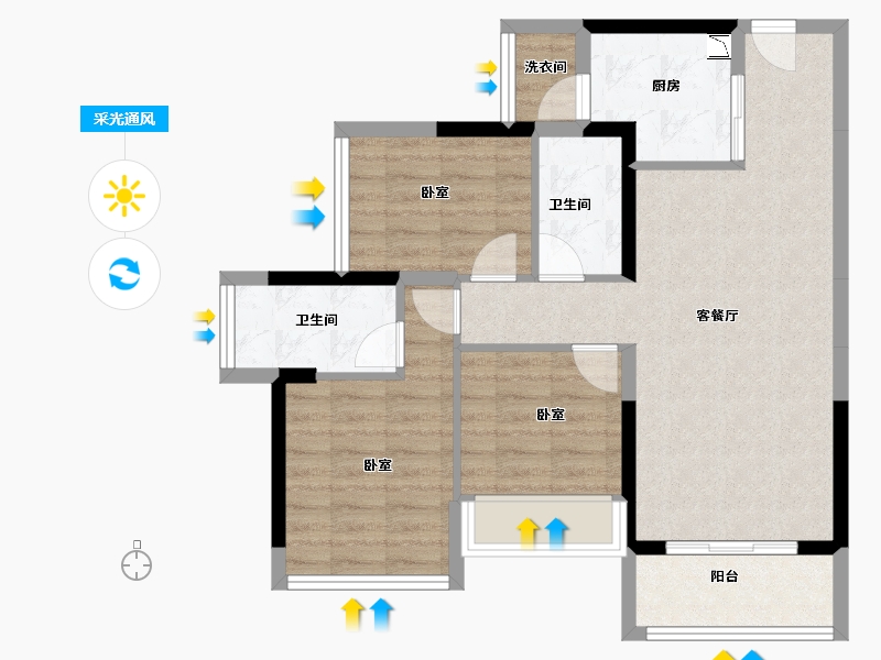 广东省-佛山市-龙光玖龙湖-75.78-户型库-采光通风