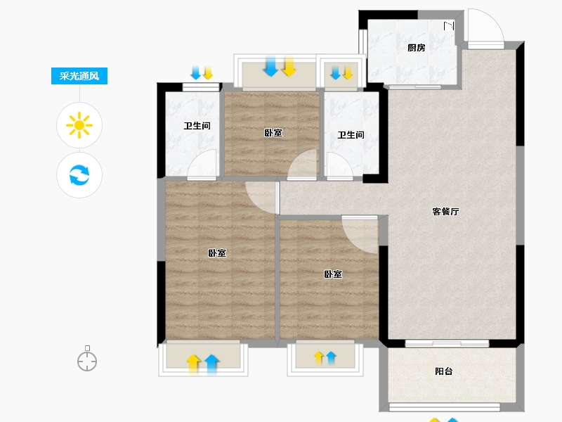 湖北省-咸宁市-三胜·御府-86.11-户型库-采光通风