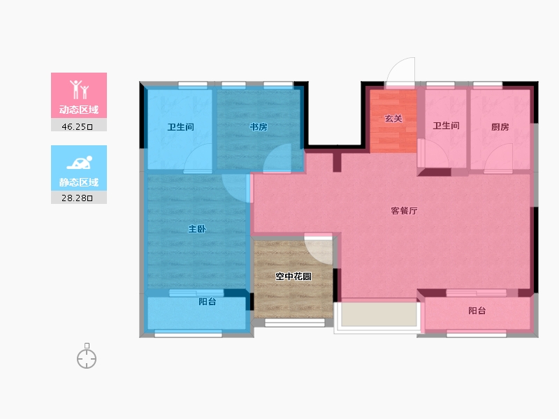 江苏省-常州市-融创滨湖御园-72.00-户型库-动静分区