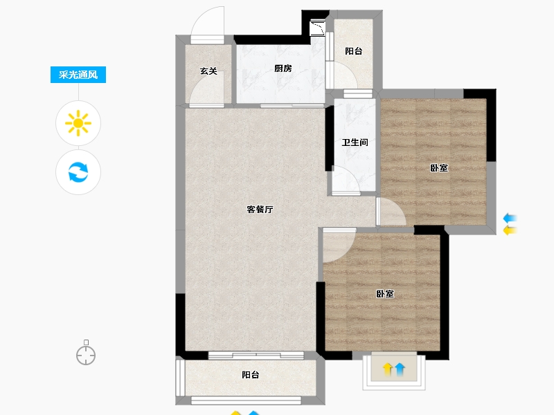 广东省-江门市-沃华·时代广场-65.22-户型库-采光通风