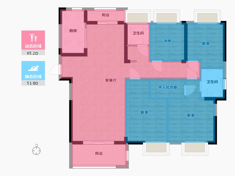 湖北省-武汉市-城投四新之光-105.10-户型库-动静分区