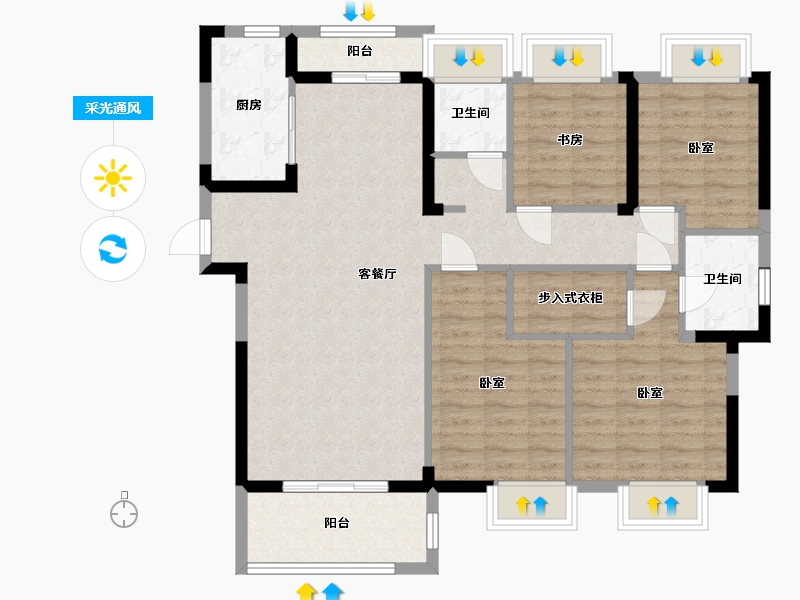 湖北省-武汉市-城投四新之光-105.10-户型库-采光通风