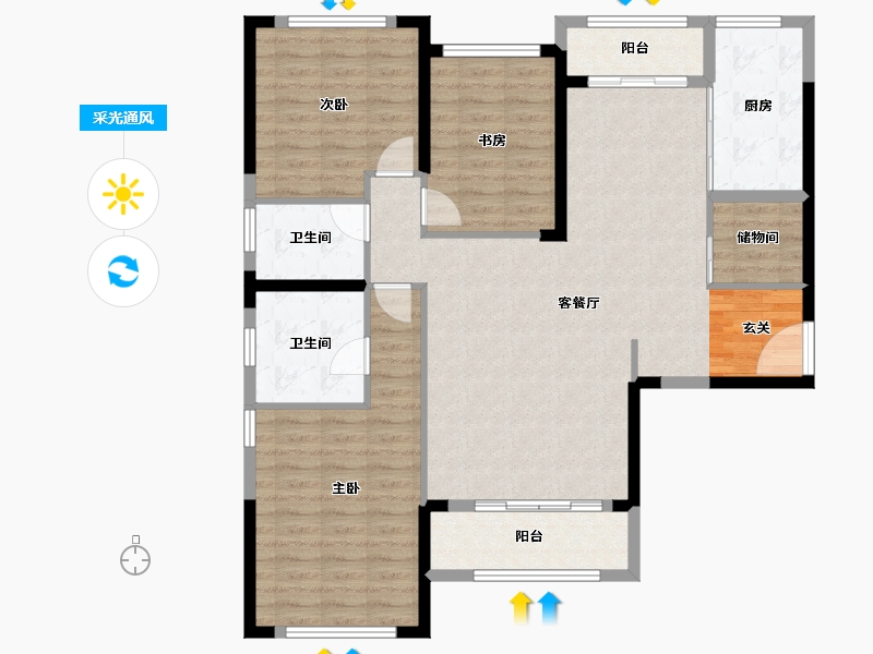 山东省-淄博市-茂业华府-114.78-户型库-采光通风