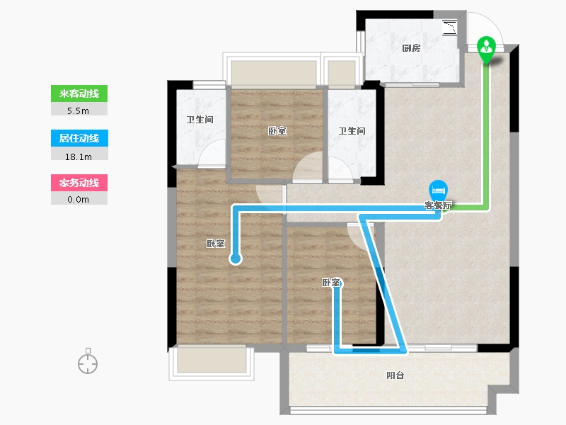 湖北省-咸宁市-三胜·御府-90.00-户型库-动静线