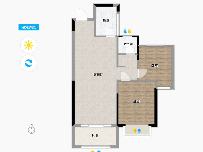 湖南省-常德市-桂发御园-67.24-户型库-采光通风