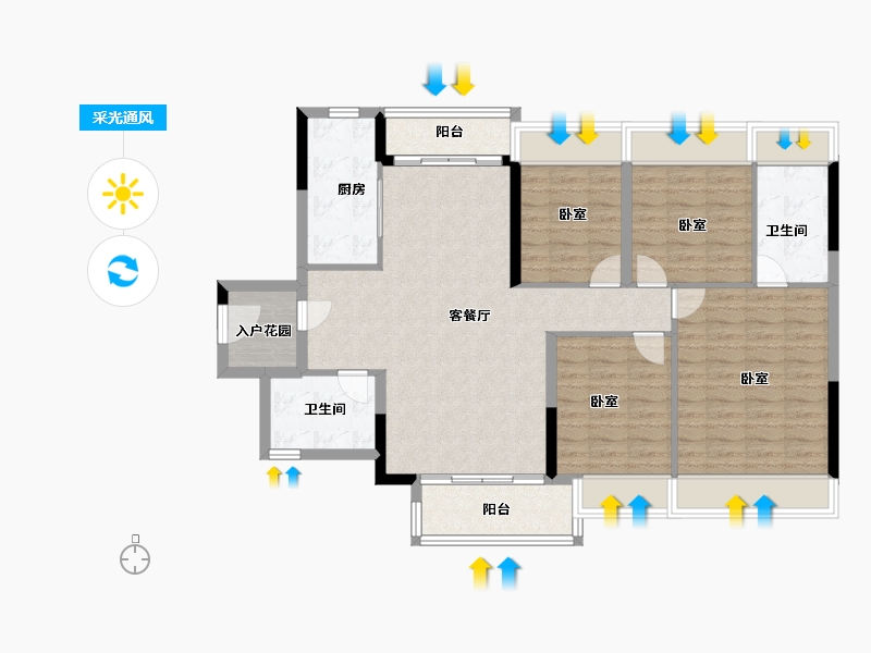 广东省-广州市-万科桃源里-108.00-户型库-采光通风