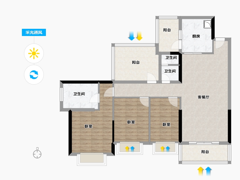 广东省-佛山市-雅居乐英伦首府-108.00-户型库-采光通风