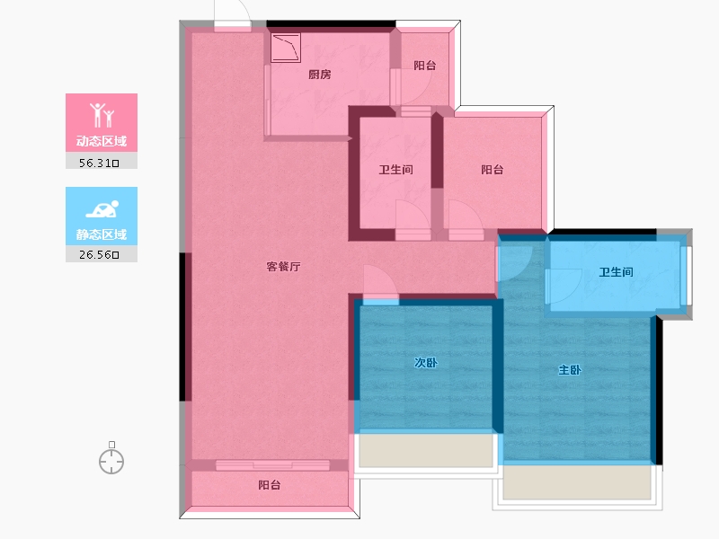 广东省-惠州市-龙光玖龙湾-72.23-户型库-动静分区