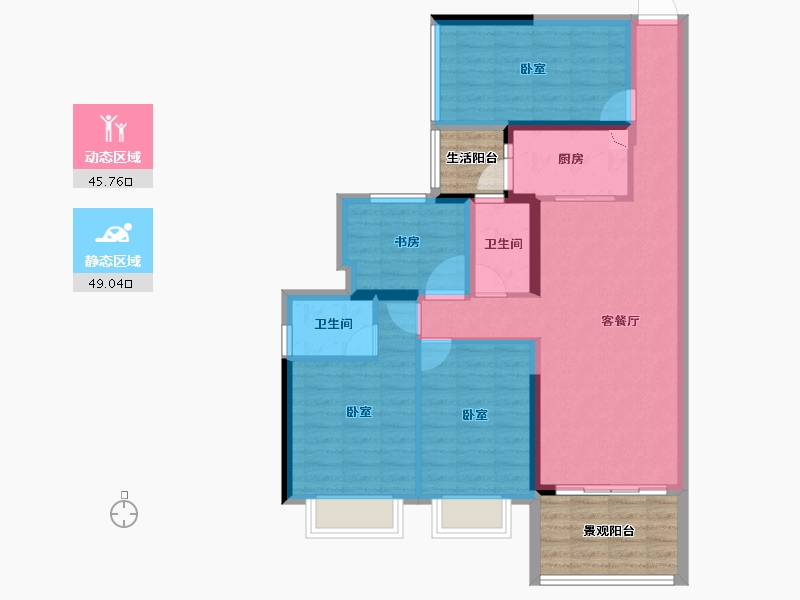 广东省-湛江市-建实帝景银湾-94.05-户型库-动静分区