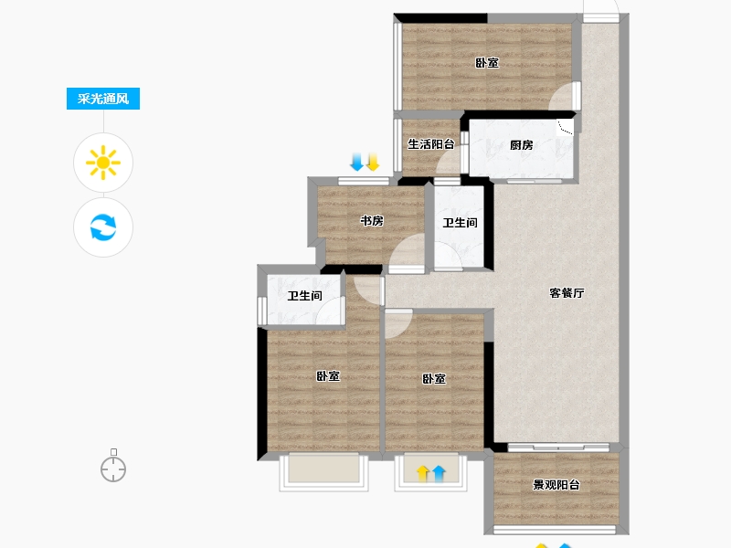 广东省-湛江市-建实帝景银湾-94.05-户型库-采光通风