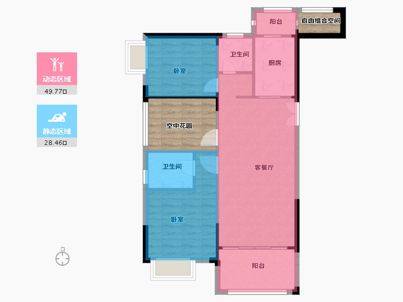 湖南省-邵阳市-东方威尼斯-81.48-户型库-动静分区